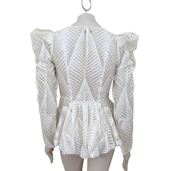 NWT RONNY KOBO Dabria Silk Lace Top in White  VERY RARE  SZ S - Picture 7 of 12